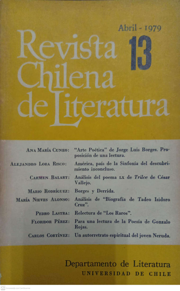 Revista Chilena de Literatura Nº 13 (Abril 1979)
