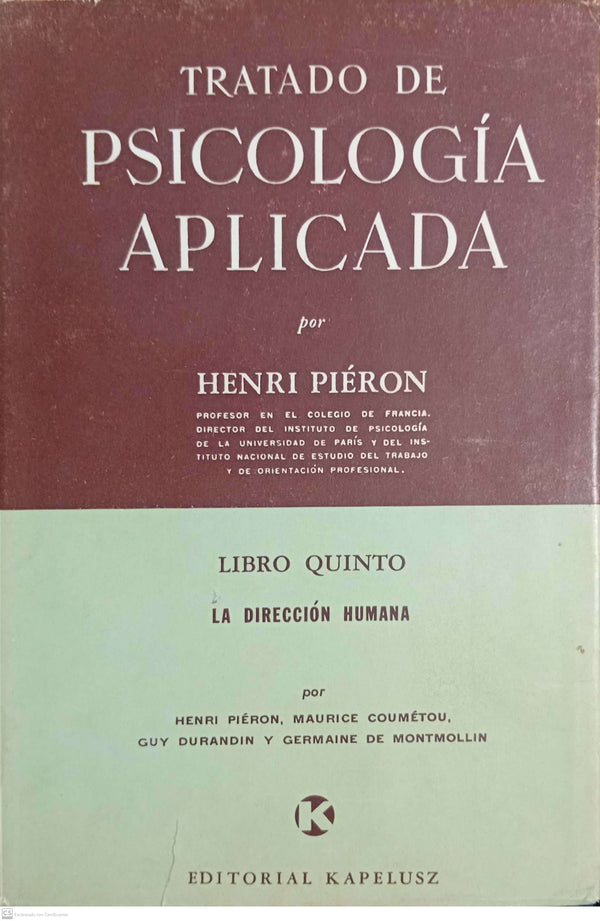 TRATADO DE PSICOLOGIA APLICADA. LIBRO QUINTO