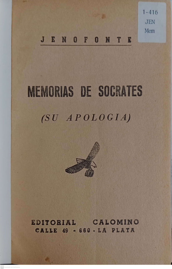 MEMORIAS DE SOCRATES - SU APOLOGIA