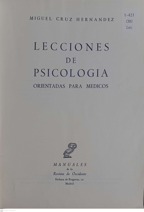 LECCIONES DE PSICOLOGIA. Orientadas para medicos