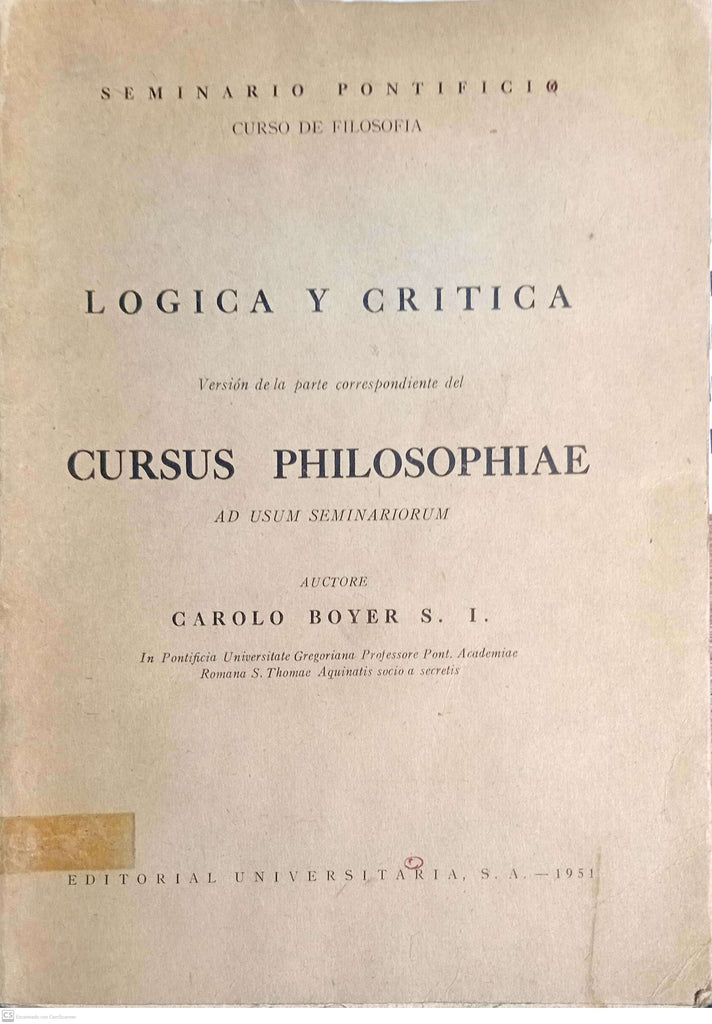 LOGICA Y CRITICA. Cursus Philosophiae - Parte I