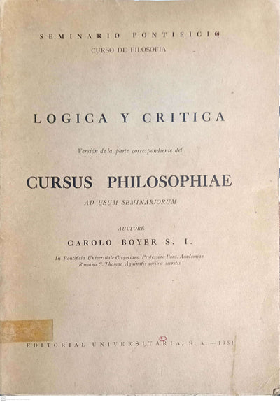 LOGICA Y CRITICA. Cursus Philosophiae - Parte I