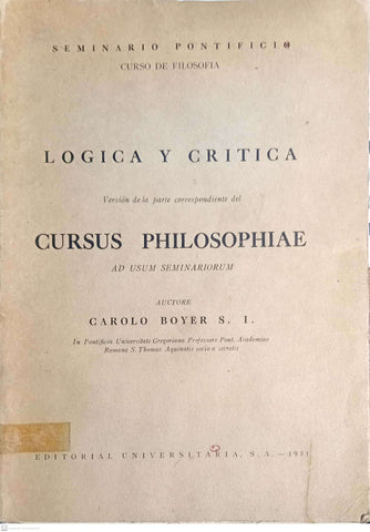 LOGICA Y CRITICA. Cursus Philosophiae - Parte I