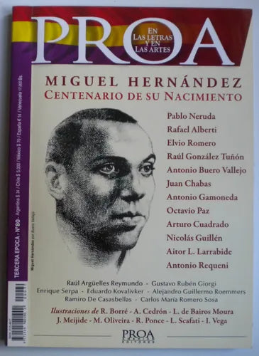 Proa. En las letras y en las artes — número 80, Miguel Hernández. Centenario de su nacimiento.