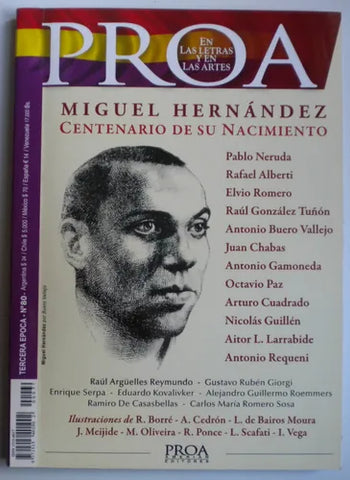 Proa. En las letras y en las artes — número 80, Miguel Hernández. Centenario de su nacimiento.