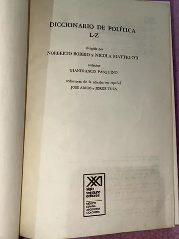 Diccionario de política. L-Z