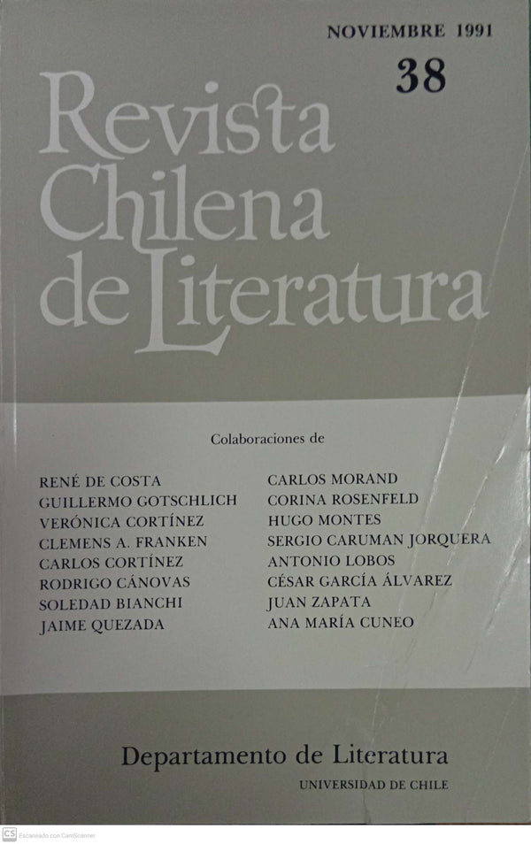 Revista Chilena de Literatura, Núm. 38