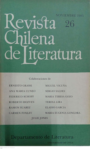 Revista Chilena de Literatura Nº 26 (Noviembre 1985)