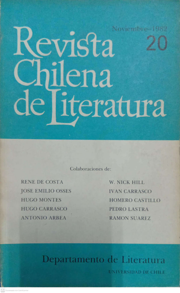 Revista Chilena de Literatura Nº 20 (Noviembre 1982)