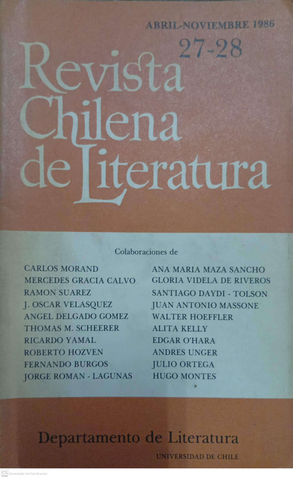 Revista Chilena de Literatura Nº 27–28 (Abril–Noviembre 1986)