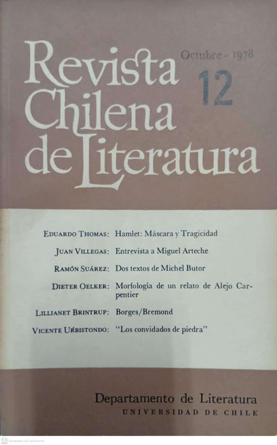 Revista Chilena de Literatura Nº 12 (Octubre 1978)