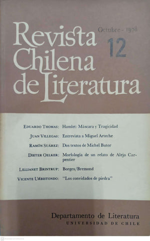 Revista Chilena de Literatura Nº 12 (Octubre 1978)