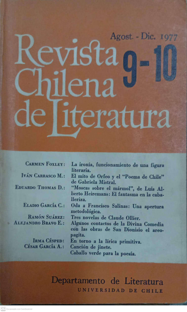 Revista Chilena de Literatura Nº 9–10 (Agosto–Diciembre 1977)