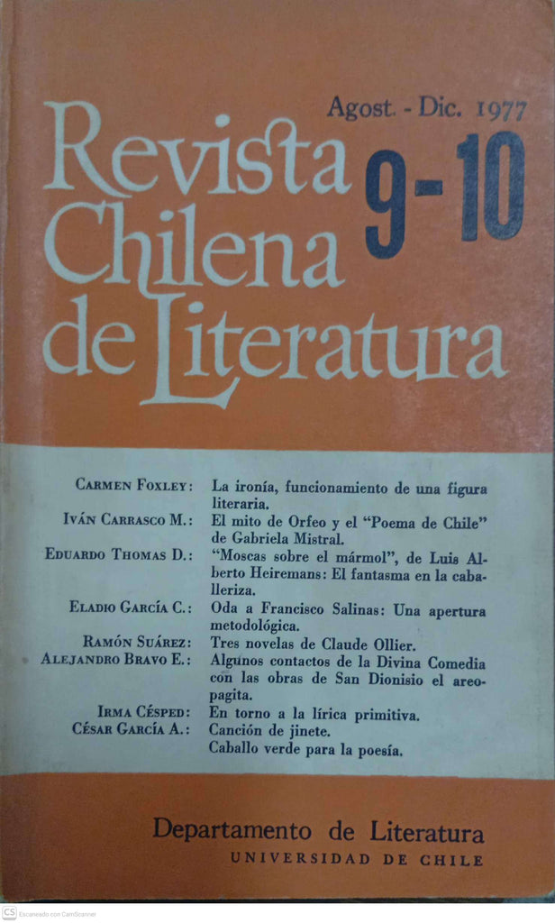 Revista Chilena de Literatura Nº 9–10 (Agosto–Diciembre 1977)