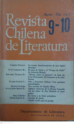 Revista Chilena de Literatura Nº 9–10 (Agosto–Diciembre 1977)