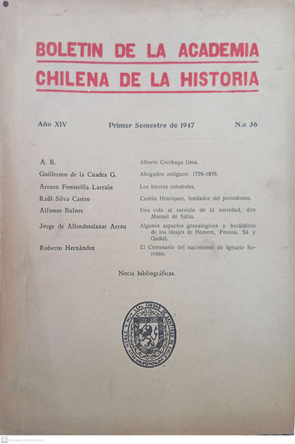 Boletín de la Academia Chilena de la Historia, Número 36
