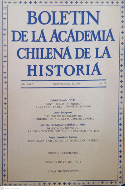 Boletín de la Academia Chilena de la Historia, Número 72