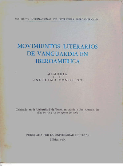movimientos literarios de vanguardia en iberoamérica memoria del undecimo congreso