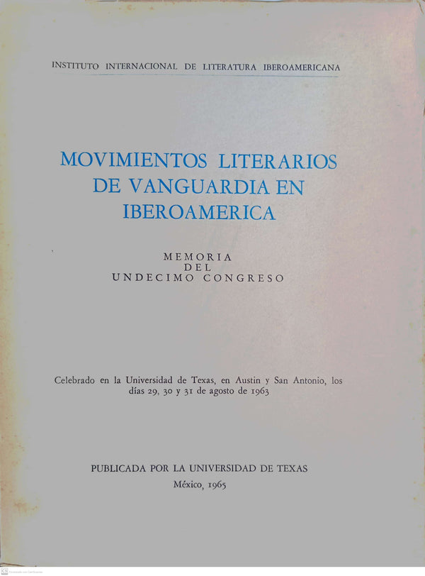 movimientos literarios de vanguardia en iberoamérica memoria del undecimo congreso