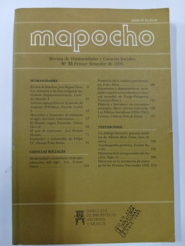Mapocho. Revista de Humanidades y Ciencias Sociales