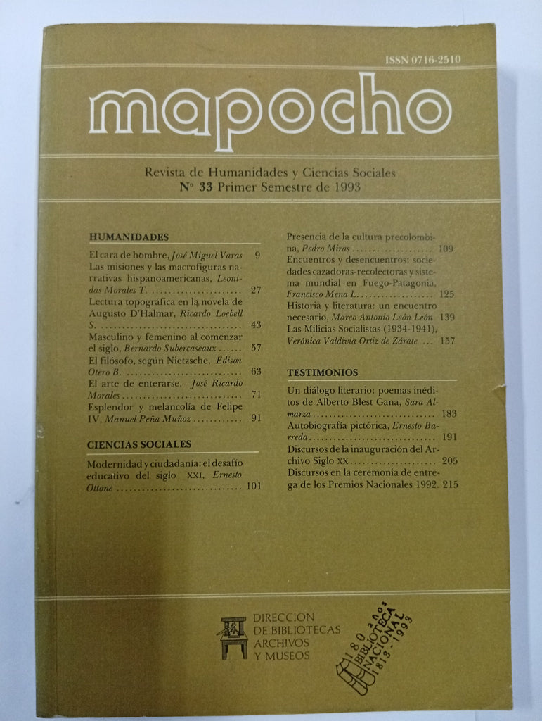 Mapocho. Revista de Humanidades y Ciencias Sociales