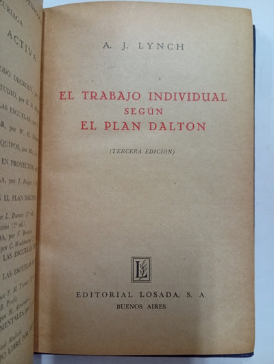 El Trabajo Individual según el Plan Dalton