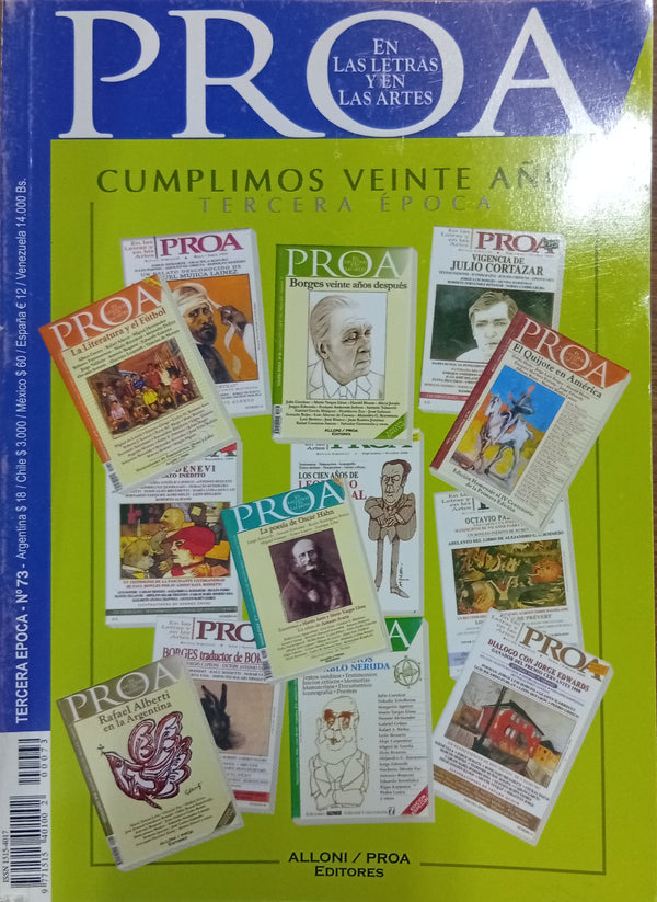Proa. En las Letras y en las Artes Nº 73: Cumplimos Veinte Años