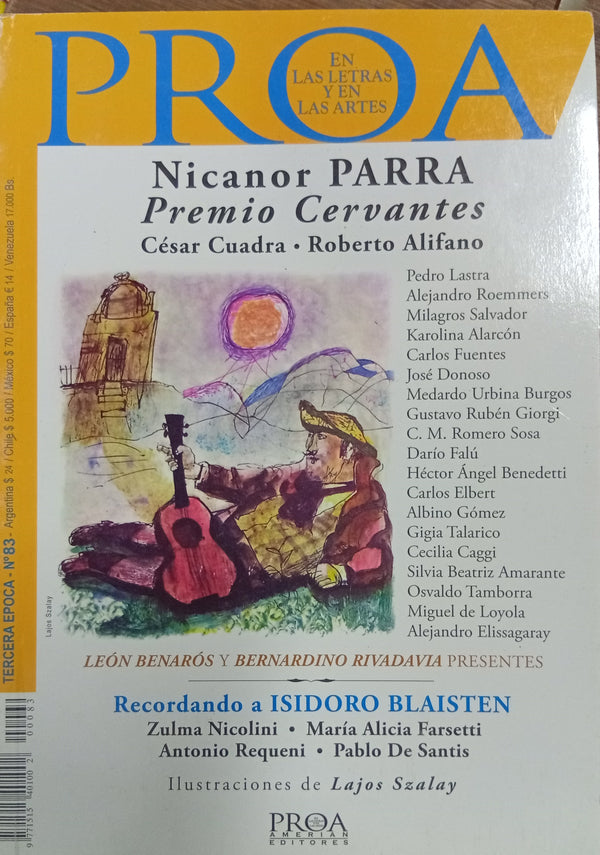 Proa. En las Letras y en las Artes Nº 83: Nicanor Parra, Premio Cervantes