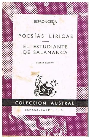 Poesias Liricas, El Estudiante De Salamanca