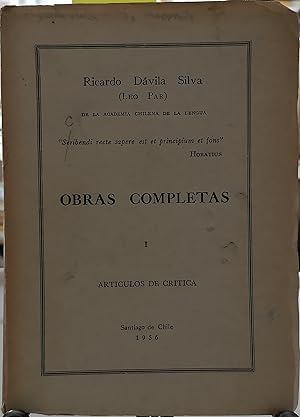 Obras Completas. Tomo I. Artículos de crítica literaria